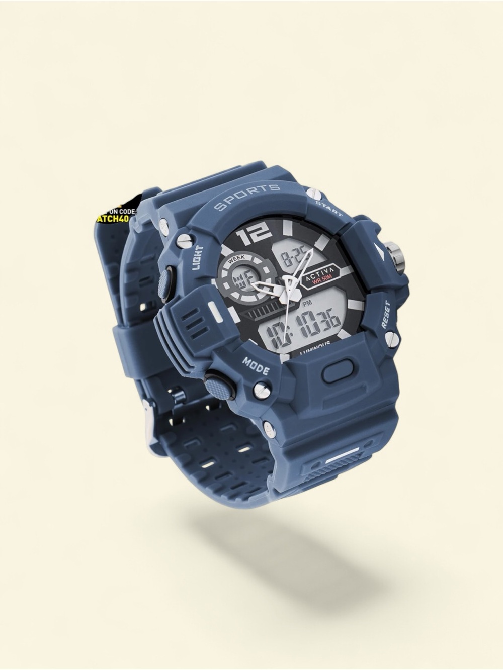 Ativa Navy Blue Rugged Dual-Display Sports Watch